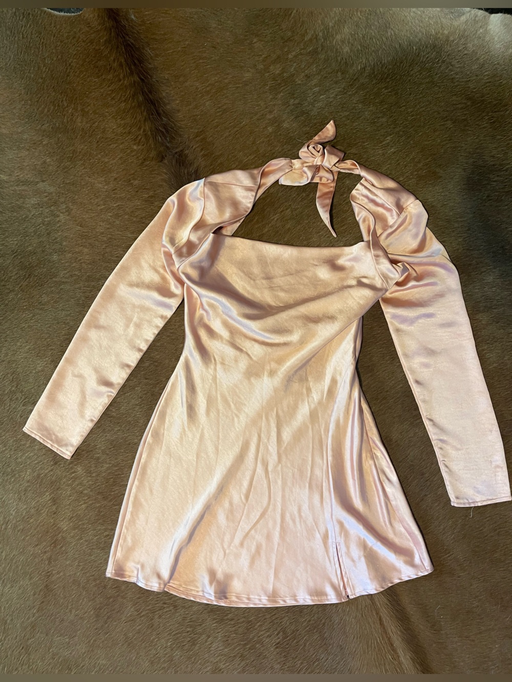 Selfie Leslie Peach Satin Dress